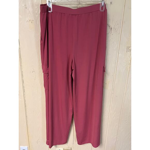 Lisa Rinna Pants Womens X-Large Wide Leg Maxi Cargo Pull-On Relaxed Pink XL QVC - Picture 8 of 12
